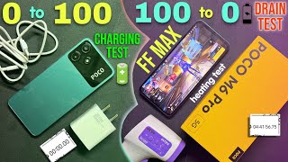 Poco M6 Pro 5G 100% to 0 battery drain & charging🔋test || Free Fire Max & Bgmi test…