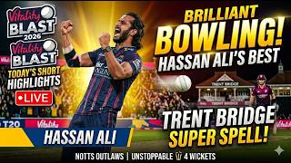 Hassan Ali today Brilliant bowling in T20 Blast Hassan ali on 🔥😱 #hassanali #t20blast #replaysixerX