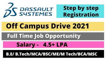 Dassault Systèmes OFF Campus Hiring |Any Graduate|Any Batch | WFH | dassault systems off campus 2021