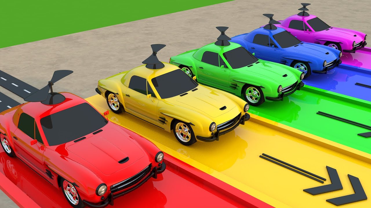 Super Cars Color Sliding Tracks for Kids Pretend Play Numbers Soccer