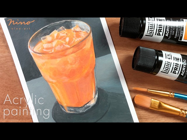 アクリル画】オレンジジュースを描く acrylic painting 