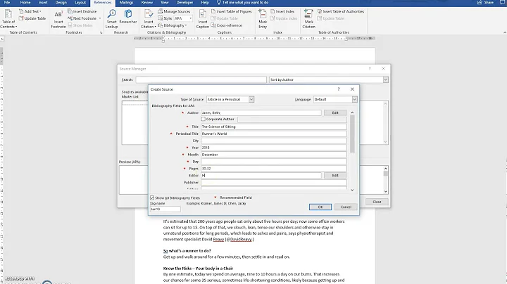 Add APA Referencing to a Microsoft Word Document
