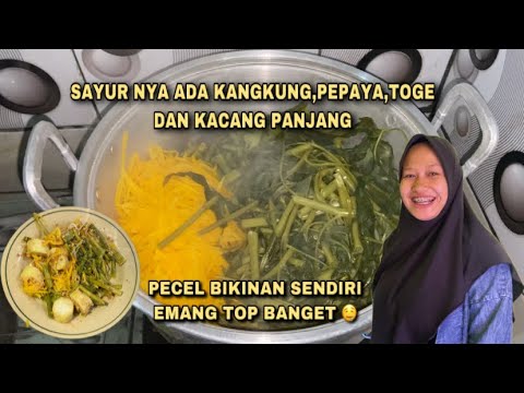 BIKIN PECEL SAYUR NYA PAKE KANGKUNG, PEPAYA, TOGE DAN KACANG PANJANG