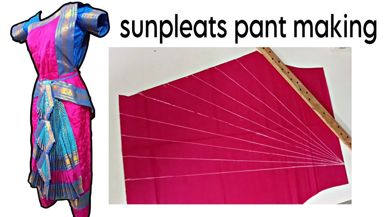 How to make pleats on 2 part sunpleats pantstyle | classicaldanecostume stiching