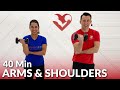 40 min arms and shoulders workout with dumbbells at home for women  men  dumbbell shoulder and arm