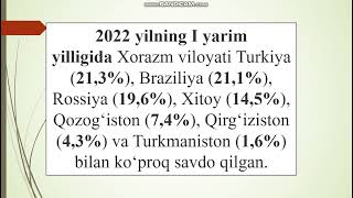 Viloyat tashqi iqtisodiy aloqalarini geografik baholash va taxlil