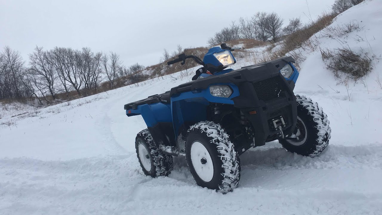 Polaris Sportsman 450 First Snow Ride YouTube