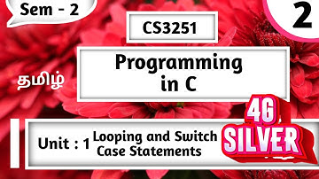 Looping & Switch Case Statements in Tamil CS3251 while, do while, for, switch, break, Continue, goto