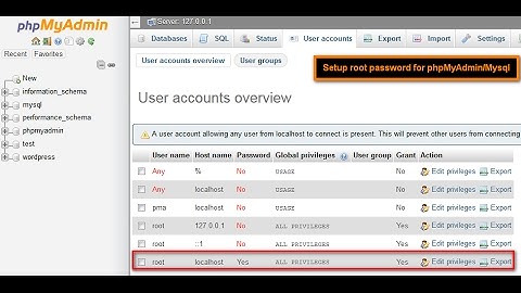 phpMyAdmin - How to set password for root user and auto-login using phpmyadmin
