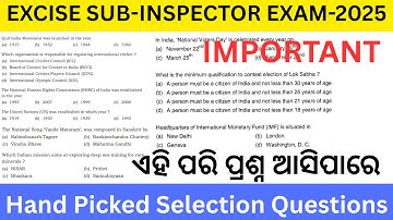OSSC EXCISE SI |POSSIBLE QUESTION DISCUSSION |DETAILS ANALYSIS |BEST 60 MCQS |Excise SI EXAM-2025