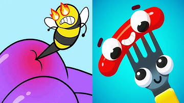 Help Monster 3 Tricky Puzzle vs Fork N Sausage - All Levels Gameplay (ASMR Video)