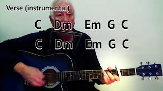 Video thumbnail of "I Shall Be Released (Bob Dylan cover) GUITAR LESSON play-along with chords and lyrics - mouth organ"