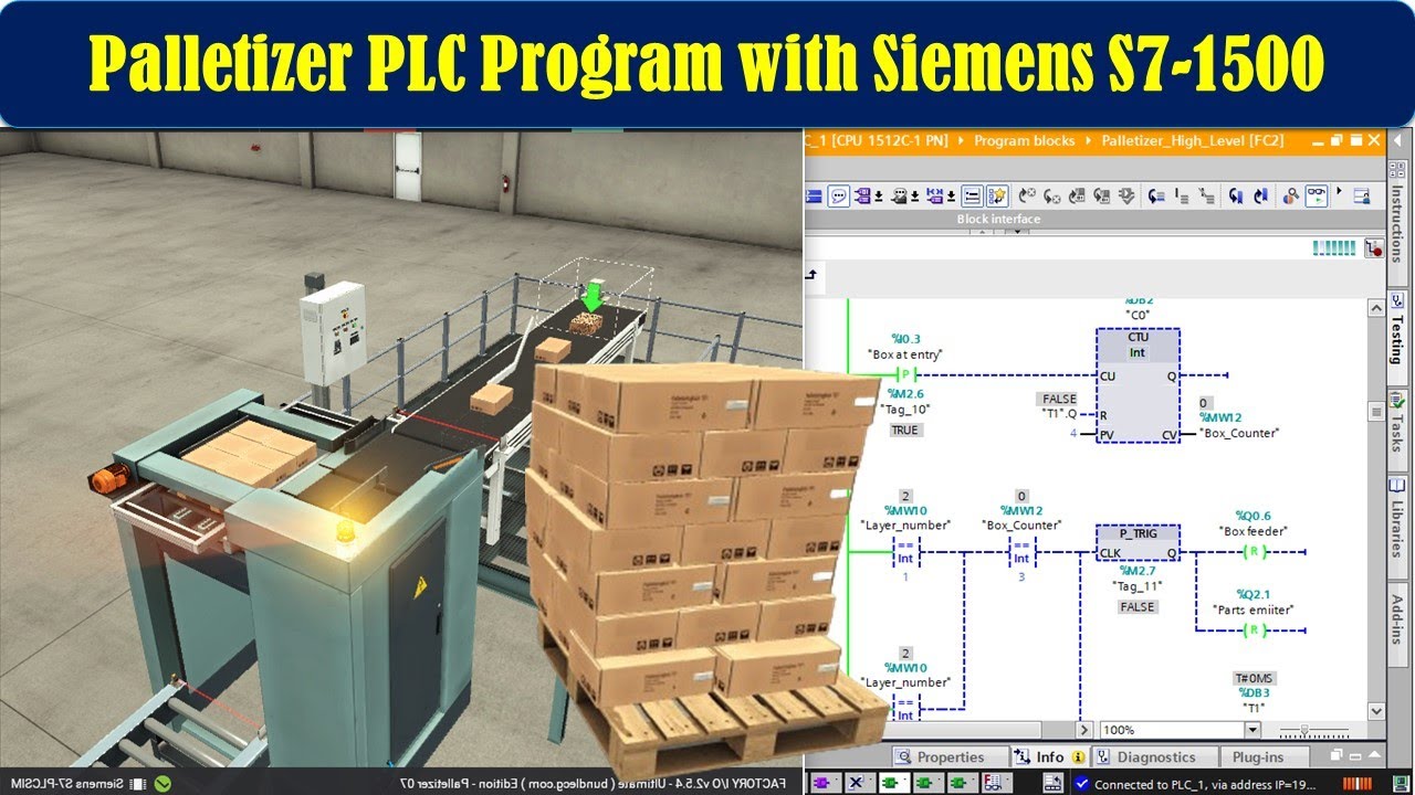 PLC Program for Palletizer in factory IO with S7-1500 | TIA Portal V17 ...