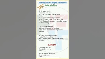 Joining Into Simple Sentence Using Infinitive. || Infinitive.@NipakNag