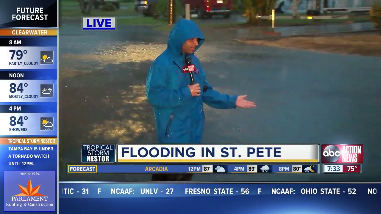 Tropical Storm Nestor Causes Flooding In St Pete S Shore Acres Youtube