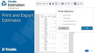 Trimble Estimation Construct - Print and Export Estimates