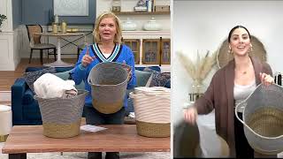 Set of 2 Small and Large Cotton Rope Baskets by Lauren McBride on QVC