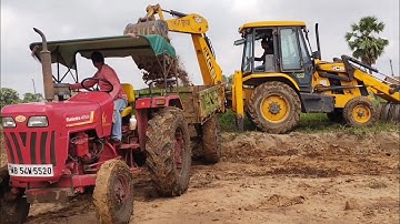 Jcb 3dx Backhoe Machine Loading Mud in Two Mahindra 475 Di and Mahindra 295 Di Tractor | Jcb Video