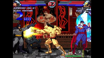 Superman(CANON), Black Panther, & Goro(MK) vs Batman, Duke Nukem, & DJ Boy