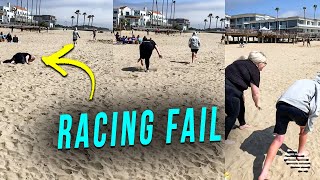 Lady Runs 10 Feet Then Falls in Sand While Racing Her Nephew