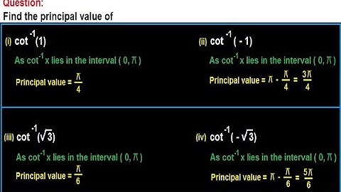 Principal value of cot inverse