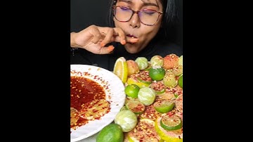 ASMR EXTREMELY SOUR LEMON,AMBERELLA, GREEN APPLE AND MANGO EATING//EATING SOUR FRUIT MUKBANG