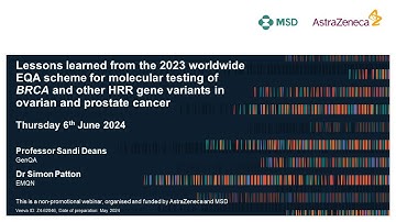 2023 EQA for molecular testing of BRCA and HRR gene variants in ovarian / prostate cancer.