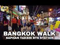 4k walking around saphan taksin bts station on charoen krung rd bangkok