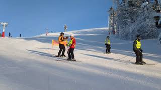Visually impaired testing alpine skiing with our digital guidance systems