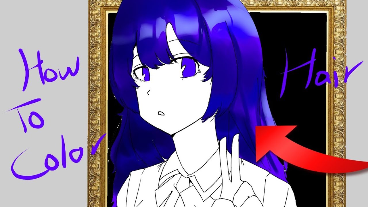 How to color your hair in 1 minute digital painting - YouTube