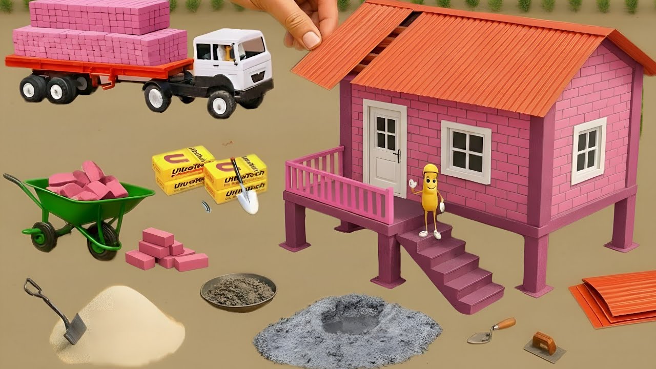 Building a Modern Brick House with mini tractor | Diy Science Project | Mini Creator4