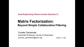 Recommender Systems Part 3 in the Data Engineering Course