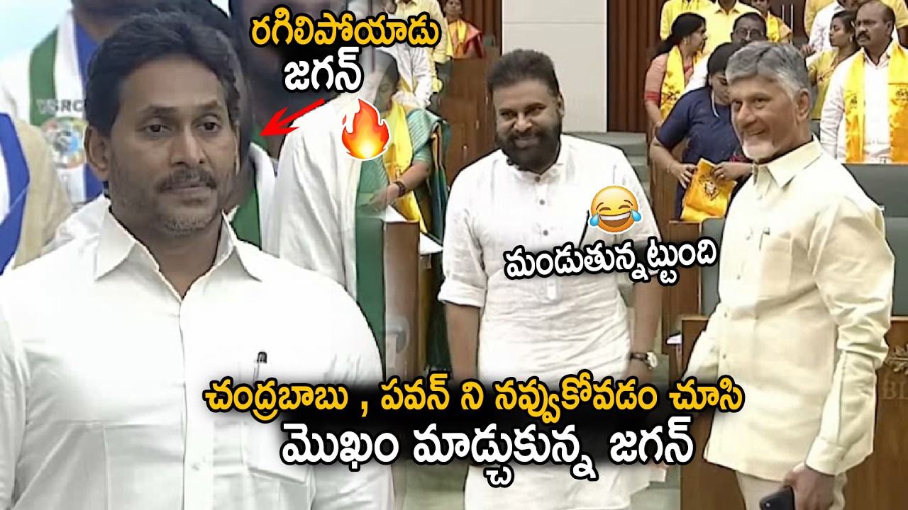 See YS Jagan Face Expressions Infront Of  CM Chandra Babu And Pawan Kalyan In Assembly | Sahithi Tv