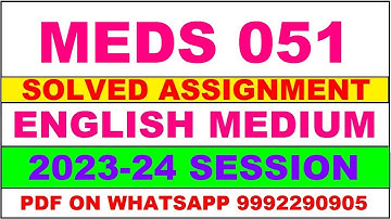 meds 051 solved assignment 2023-24 | meds 51 solved assignment in english 2024 | meds 51 2024