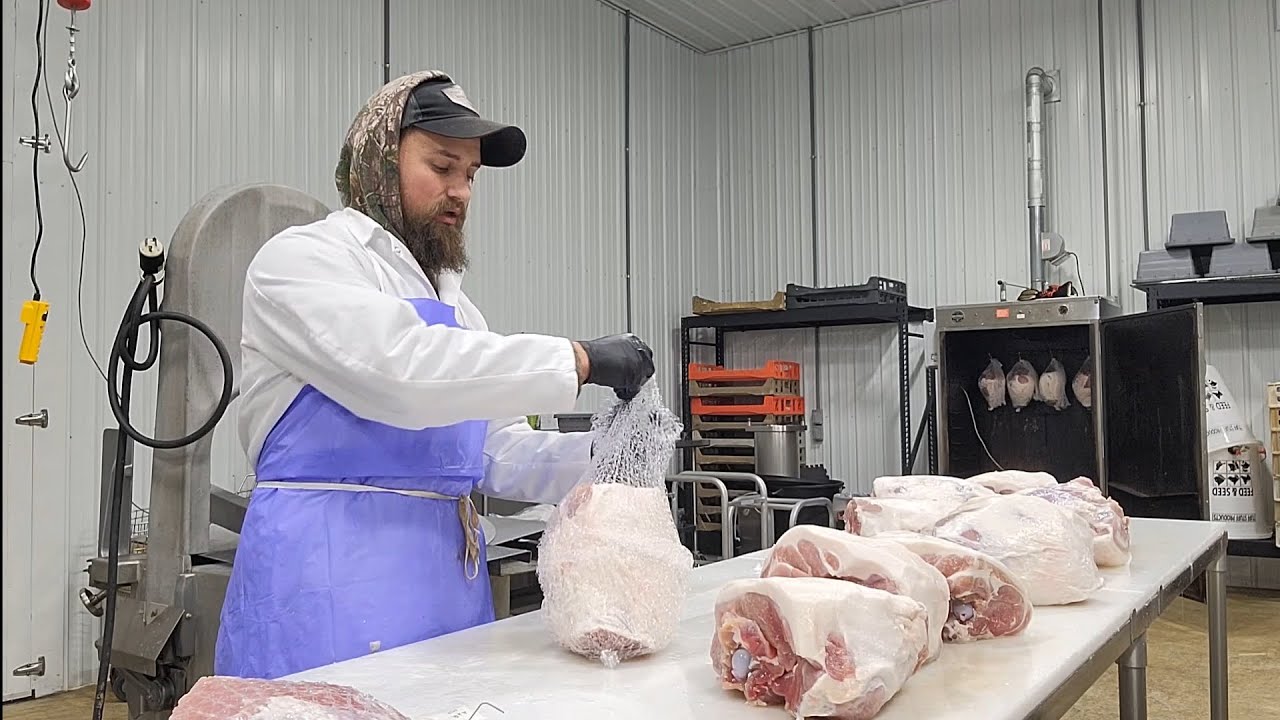 Netting Christmas hams and smokehouse over view!