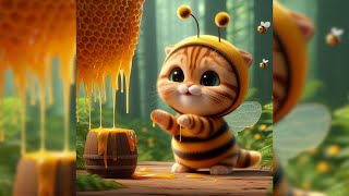 🐝 🍯 Cute Cat loves Honey - 🐱💖 #cat #cutecat  #aicat