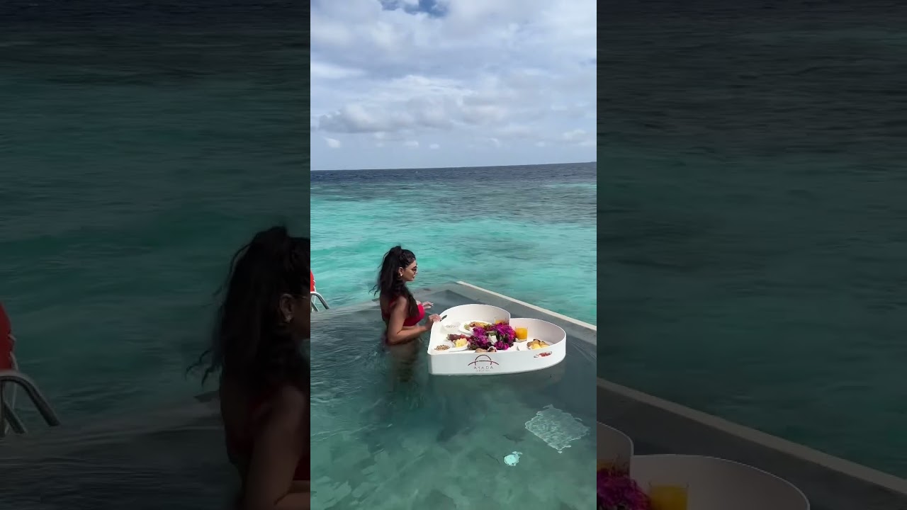 Floating breakfast in Maldives. 