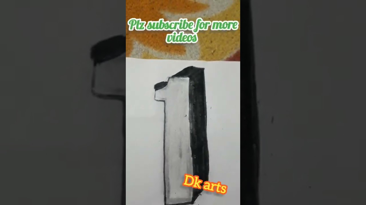 3d number drawing |3d number 1 (one) drawing|easy step by step tutorial | 