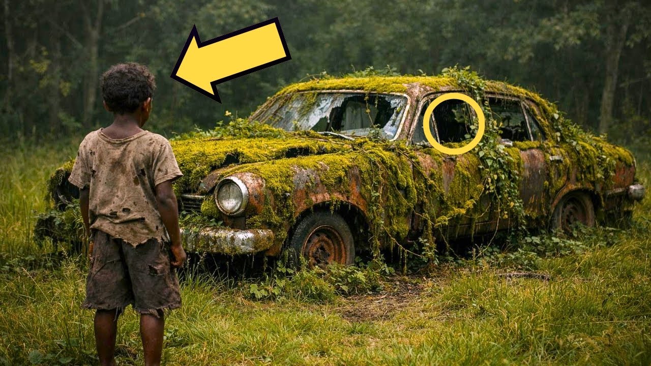 EL NIÑO DE LA CALLE VIO UN CARRO CUBIERTO DE HOJAS… PERO LO QUE ENCONTRÓ ADENTRO CAMBIÓ SU VIDA