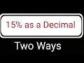 15% as a Decimal||How to Convert 15% to a Decimal||Percent to Decimal
