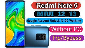 Redmi Note 9 FRP Bypass google account Unlock Without Pc ℅100 Working Remove gmail account frpbypass