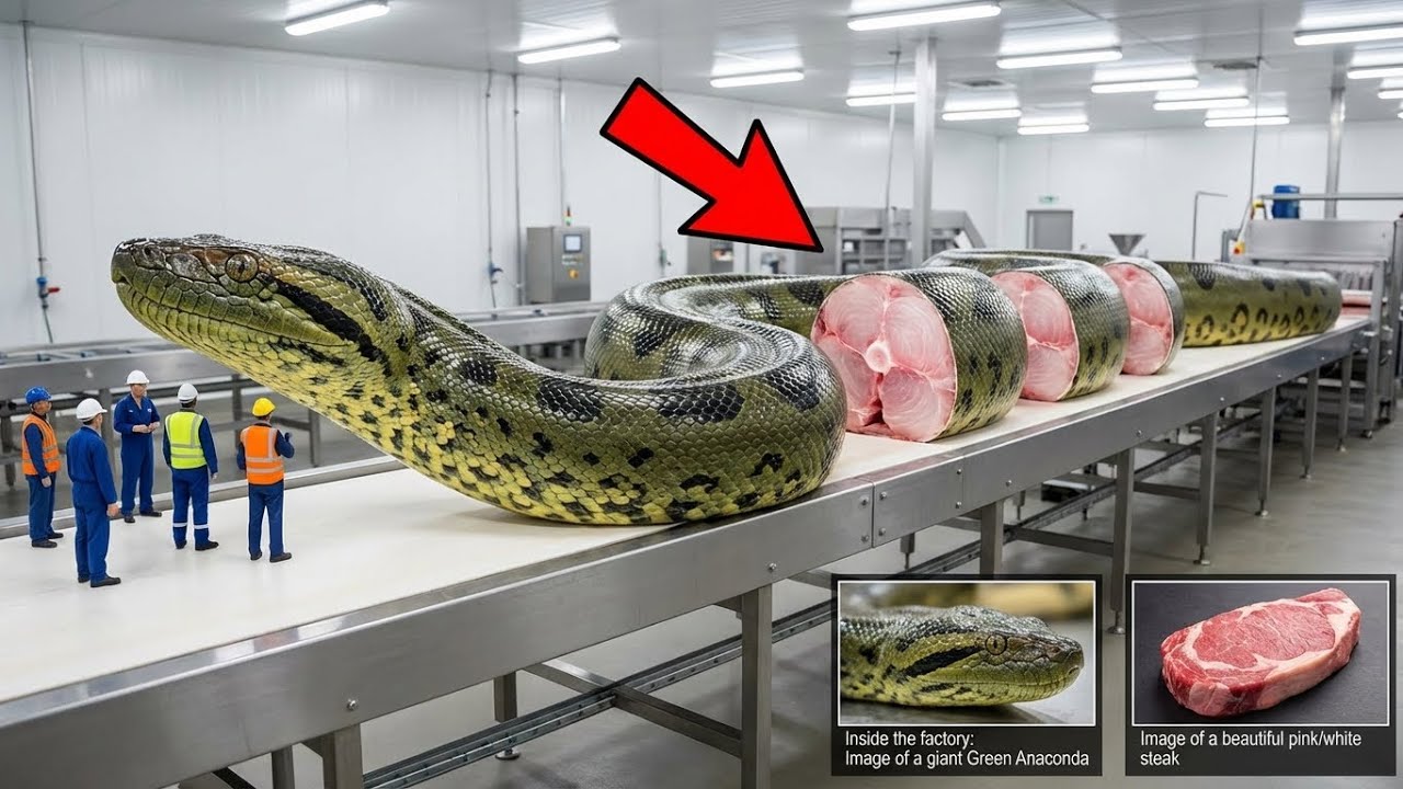 Inside a giant python breeding factory: Raising and processing 100kg pythons for food