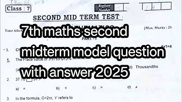 7th Maths Second midterm Model Question Paper With Answers 2025
