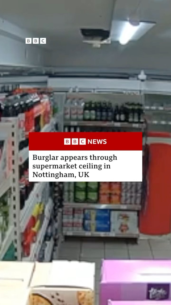 Burglar jailed after he was spotted coming through supermarket roof. #BBCNews