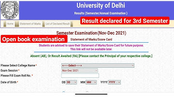 3rd Semester open book examination result declared by delhi university &sol students