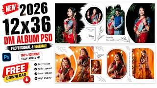 🔥 New 2026 Wedding Album PSD Free Download  Latest 12x36 DM Album Design PSD  Photoshop Template