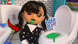 Baby Alive Wednesday Addams is Sick and has Pink eye!