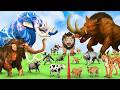 The Ultimate Battle 40 Wild Animals Mammals vs GIGA T-REX Dinosau Epic Run Zigzag Down Course