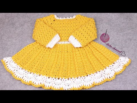 كروشيه فستان شتوى للاطفال مع شرح مفصل لجميع المقاسات كروشيه فستان شتوى للاطفال مع شرح مفصل لجميع المقاسات