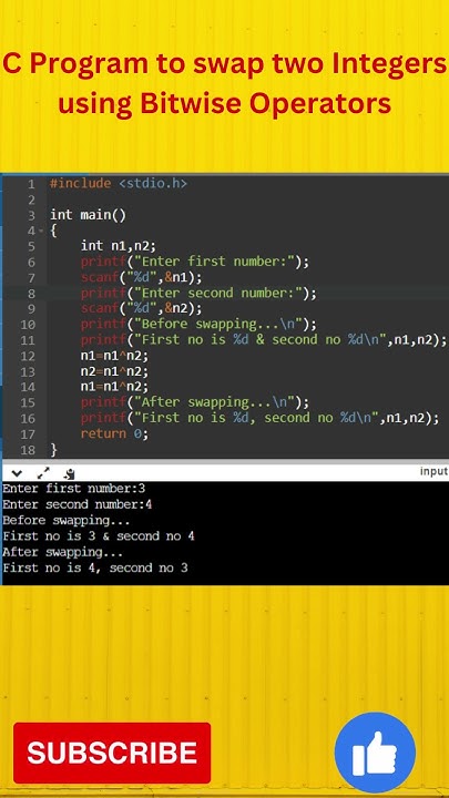 C program to swap two numbers using Bitwise Operators // C programming ...